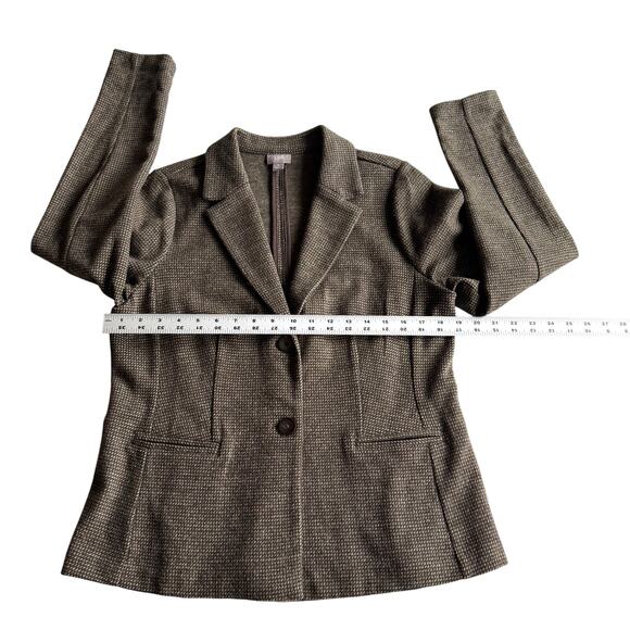 J Jill Wool Blend Jersey Houndstooth Brown Tan Two Button Blazer Jacket M - Picture 8 of 9